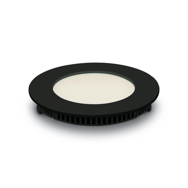 ONE Light Round Recessed Panels - spot encastré - Ø 120 mm, Ø 108 mm taille d'encastrement - 8W LED incl. - IP40 - noir - couleur de lumière blanc chaud