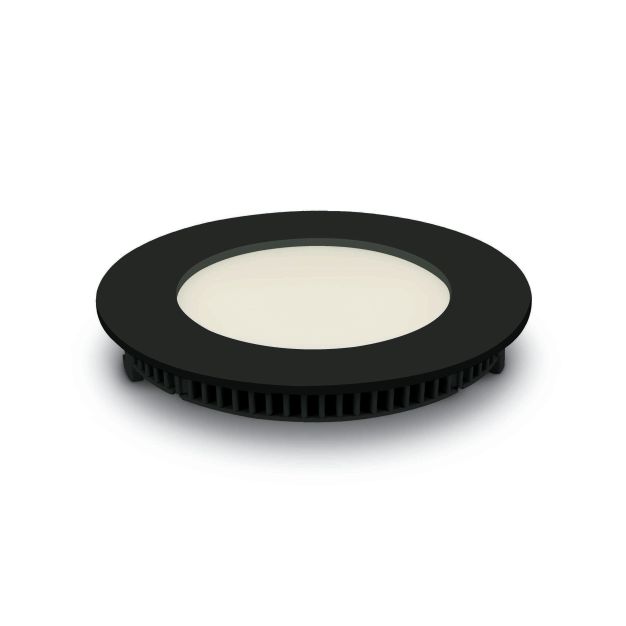 ONE Light Round Recessed Panels - spot à encastrer - Ø 120 mm, Ø 108 mm encastré - 8W LED incl. - IP40 - noir - couleur de lumière blanche