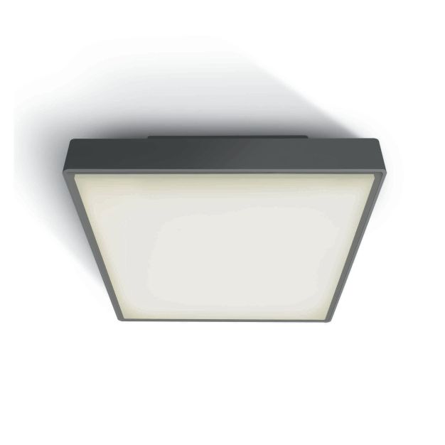 ONE Light LED Plafo Outdoor Square - plafonnier extérieur - 22,1 x 22,1 x 5,7 cm - 16W LED incl. - IP65 - anthracite