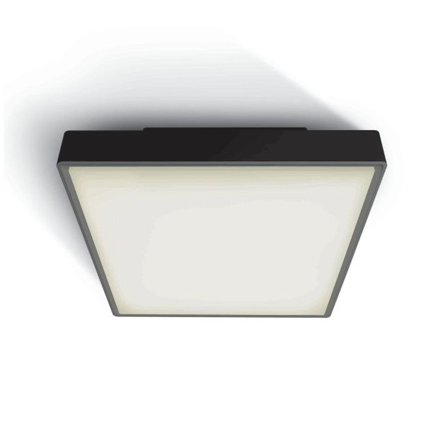 ONE Light E27 Plafo Outdoor Square - plafonnier d'extérieur - 29,5 x 29,5 x 10,5 cm - IP65 - noir