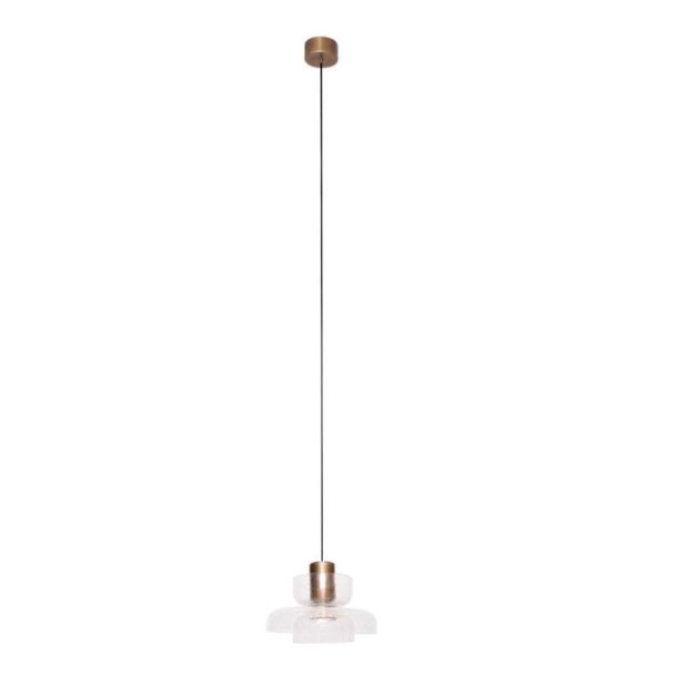 Maxlight Signature - lampe suspendue - Ø 22 x 215 cm - 8W LED incl - laiton antique et transparent