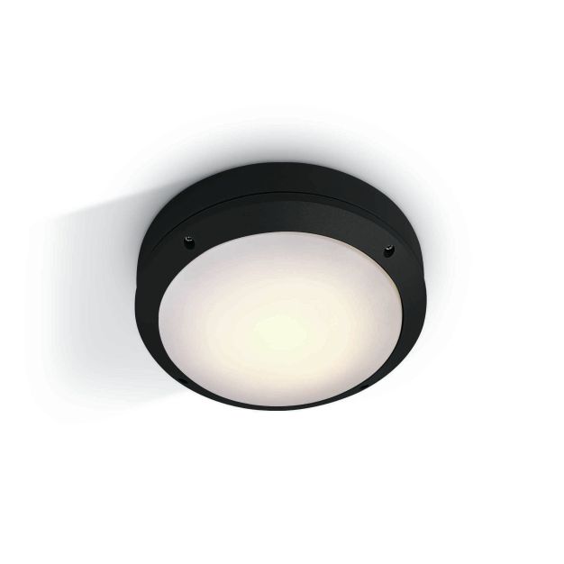 ONE Light Round E27 Outdoor - plafonnier extérieur - Ø 26,5 x 8,8 cm - IP54 - noir