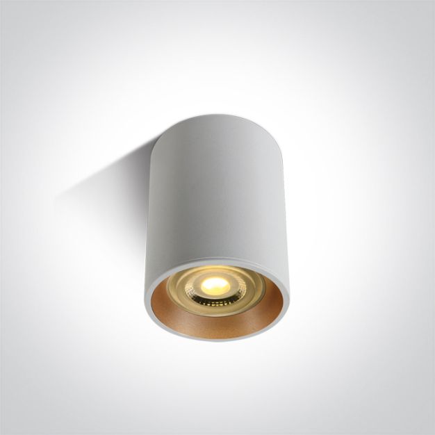 ONE Light Dark Light Cylinders - plafonnier - Ø 7 x 10 cm - blanc et laiton