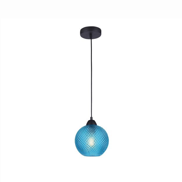 Nova Luce Porto - lampe suspendue - Ø 18 x 140 cm - bleu