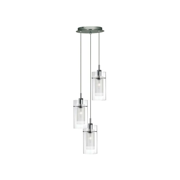 Searchlight Duo 1 - lampe suspendue - Ø 26 x 120 cm - chrome et transparent