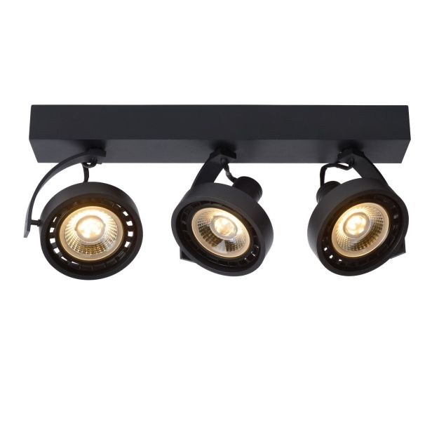 Lucide Dorian - spot en saillie - 13 x 45 x 16,5 cm - 3 x 12W LED dimmable incl - dim to warm - noir