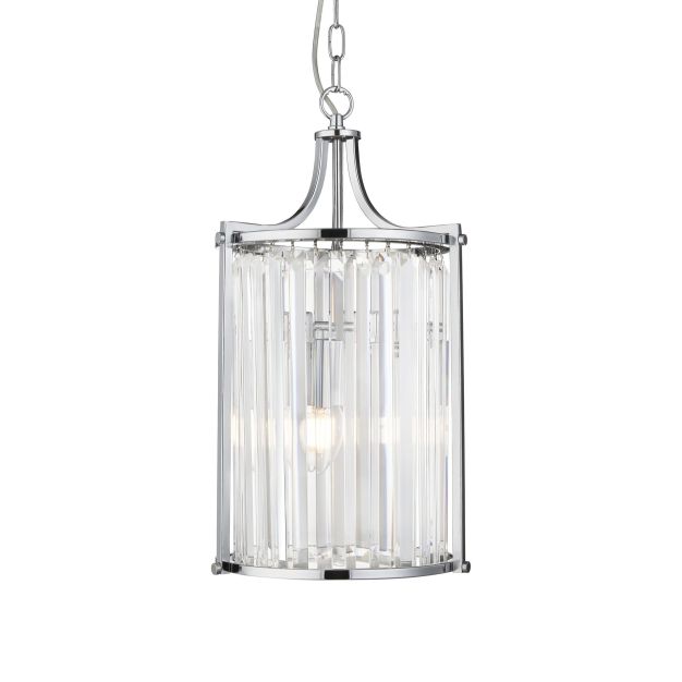 Searchlight Victoria - lampe suspendue - Ø 26 x 150 cm - chrome et transparent