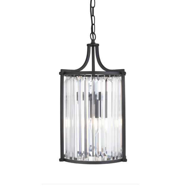 Searchlight Victoria - lampe suspendue - Ø 26 x 150 cm - noir mat et transparent