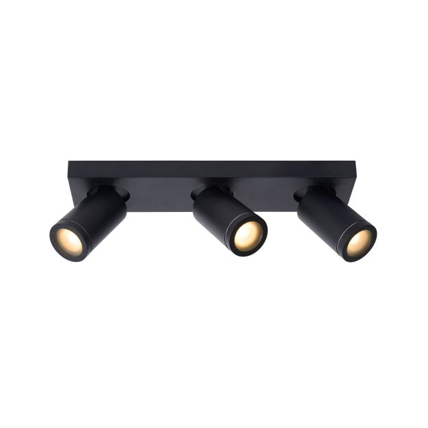 Lucide Taylor - spot en saillie 3L - 38 x 10 x 12,5 cm - 3 x 5W LED dimmable incl - dim to warm - IP44 - noir