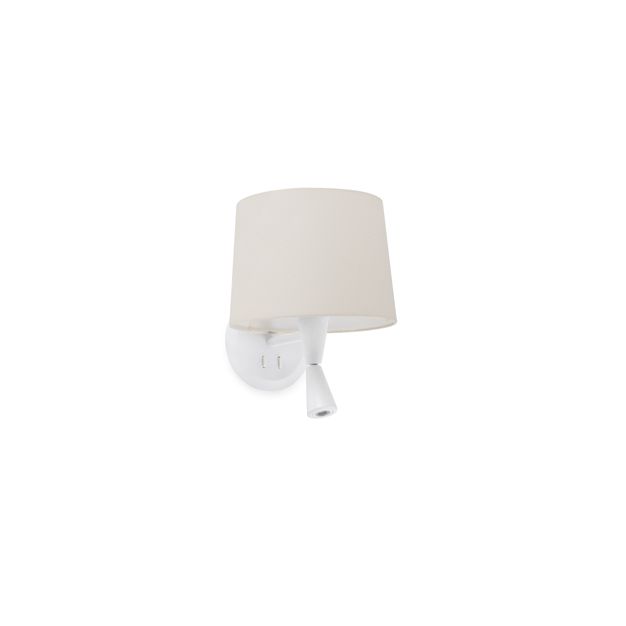 Faro Conga - applique murale - 21,5 x 19 x 17,3 cm - 3W LED incl. - blanc mat et beige