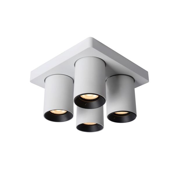 Lucide Nigel - spot en saillie - 20 x 20 x 11,3 cm - 4 x 5W dimmable incl. - dim to warm - white