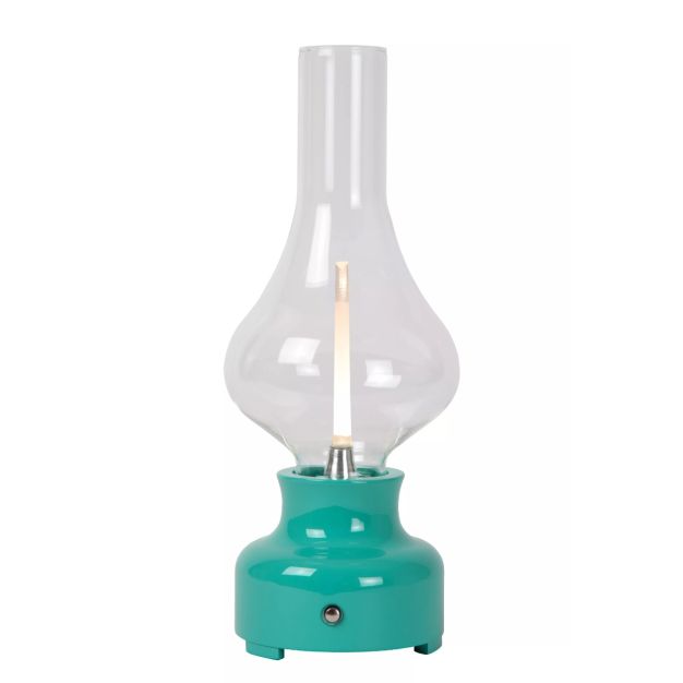 Lucide Jason - Lampe de table rechargeable - Ø 12 x 30 cm - 2W dimmable LED incl - 3 steps dim - Turquoise