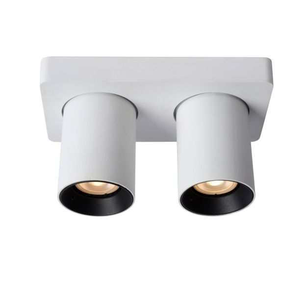 Lucide Nigel - spot en saillie - 20 x 10 x 11,3 cm - 2 x 5W dimmable incl.- dim to warm - white