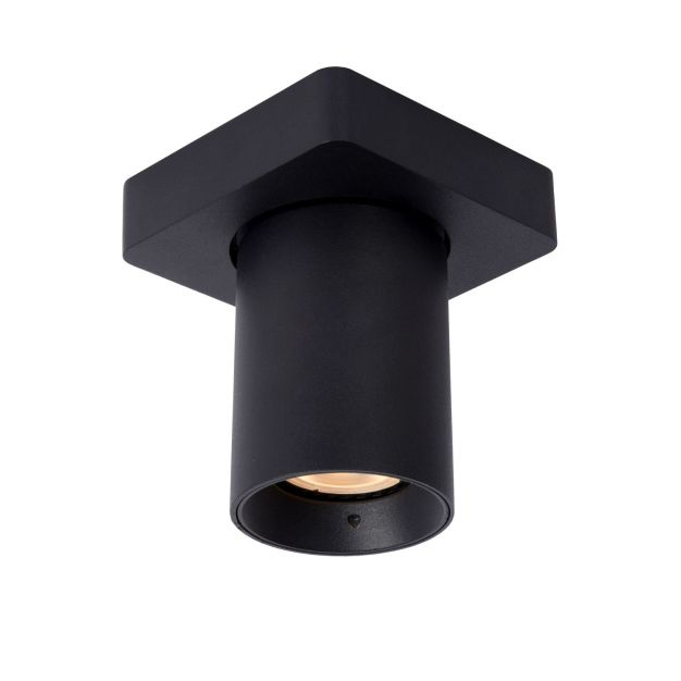 Lucide Nigel - spot en saillie - 10 x 10 x 11,3 cm - 5W dimmable incl - dim to warm - noir