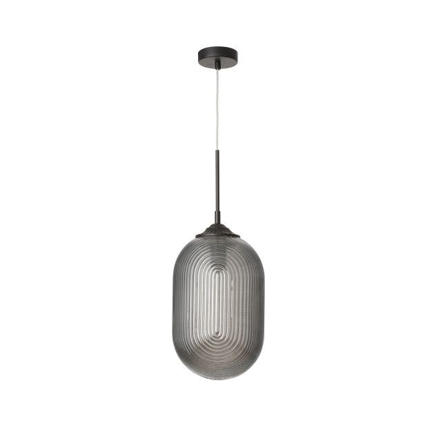 Nova Luce Athena - lampe suspendue - Ø 22,5 x 120 cm - gris fumé et noir mat