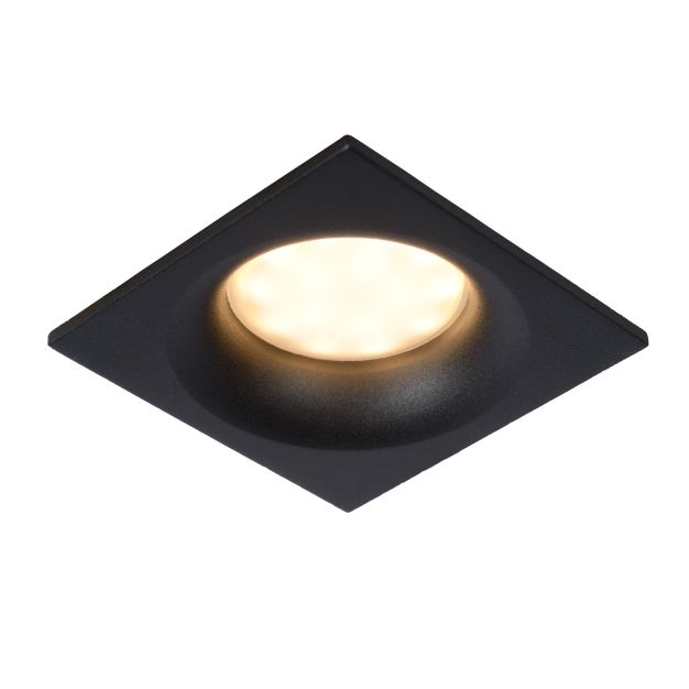 Lucide Ziva - spot encastrable - 85 x 85 mm, Ø 75 mm encastrable - IP44 - noir