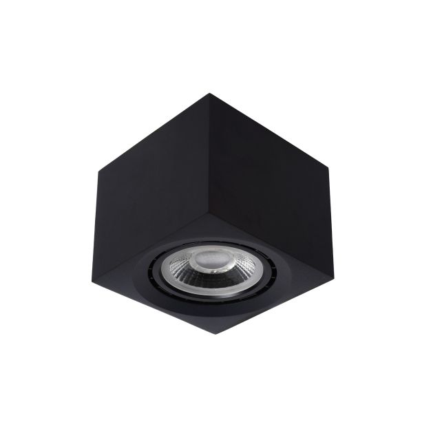 Lucide Fedler - spot en saillie - 12 x 12 x 8,5 cm - 12W LED dimmable incl - dim to warm - noir