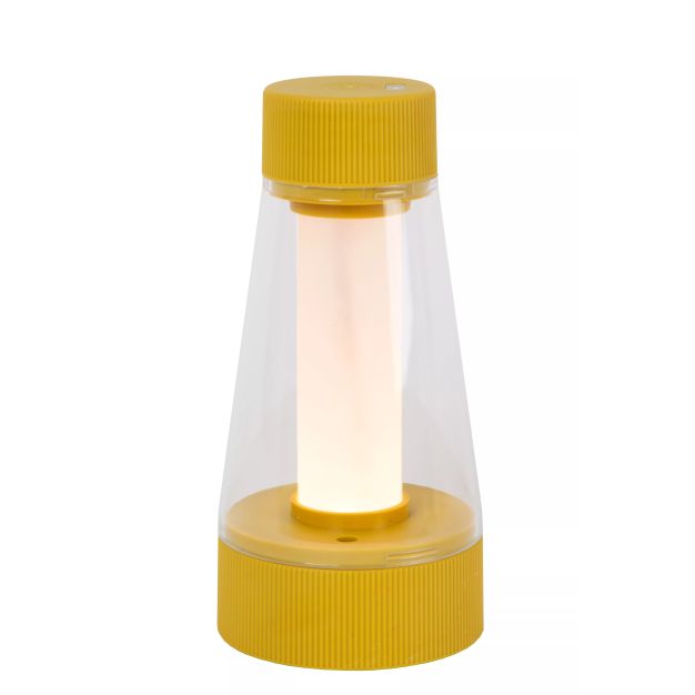 Lucide Lorali - lampe à poser rechargeable - Ø 7,7 x 16 cm - 1,2W LED avec fonction dimmer incluse - IP44 - jaune ocre