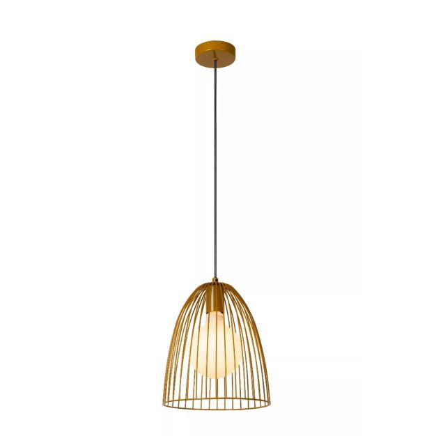 Lucide Macarons - lampe suspendue - Ø 24,5 x 163 cm - jaune ocre