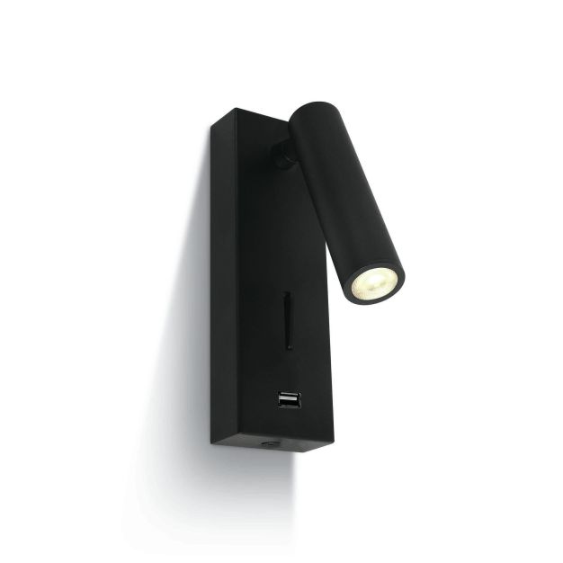 ONE Light Reading Spots - applique murale avec interrupteur - 6 x 2,5 x 18 cm - 3W LED incl. - noir