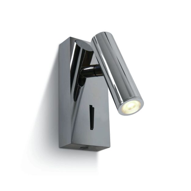 ONE Light Reading Spots - applique murale avec interrupteur - 5 x 2,5 x 12 cm - 3W LED incl. - chrome