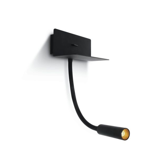 ONE Light Reading Spots - applique murale avec port USB et interrupteur -16 x 11 x 7,5 cm - 3W LED incl. - noir