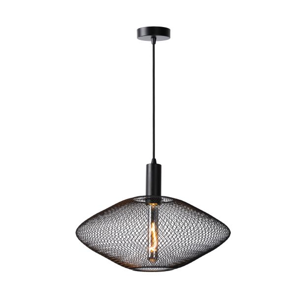 Lucide Mesh - lampe suspendue - Ø 45 x 135 cm - noir