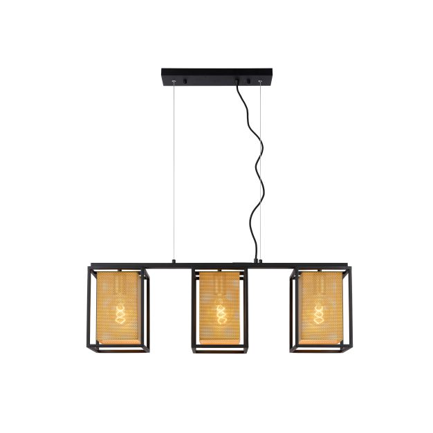 Lucide Sansa - lampe suspendue - 85 x 18 x 158,5 cm - noir et or mat