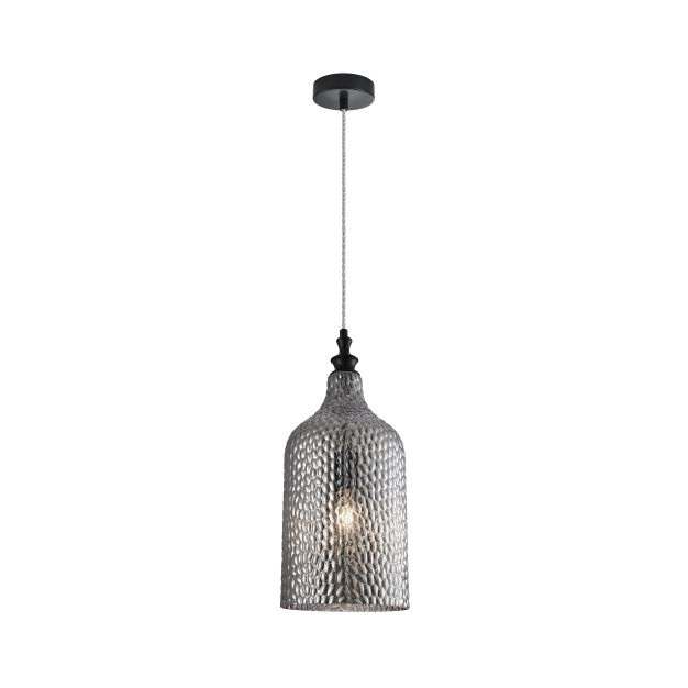 Nova Luce Marou - lampe suspendue - Ø 19,5 x 120 cm - gris fumé et noir mat