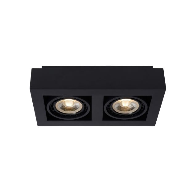 Lucide Zefix - spot en saillie 2L - 34 x 18,5 x 9 cm - 2 x 12W LED dimmable incl - dim to warm - noir