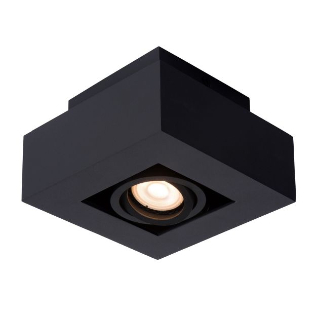 Lucide Xirax - spot en saillie 1L - 14 x 14 x 8,8 cm - 5W LED dimmable incl - dim to warm - noir