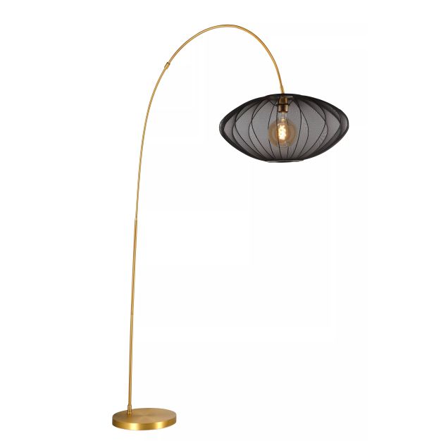 Lucide Corina - lampadaire - 131 x 55 x 192 cm - noir et laiton