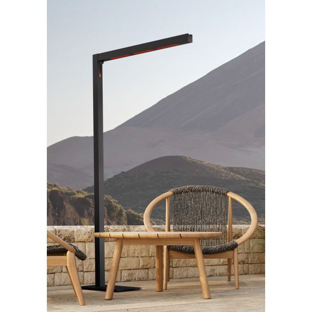 Heatsail Twig - lampadaire avec fonction chauffante - 107 x 30 x 197 cm - IP43 - noir