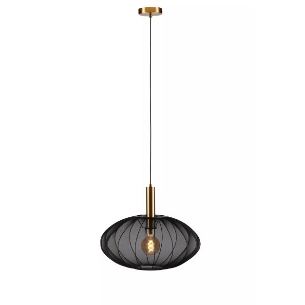 Lucide Corina - lampe suspendue - Ø 50 x 170 cm - noir et laiton