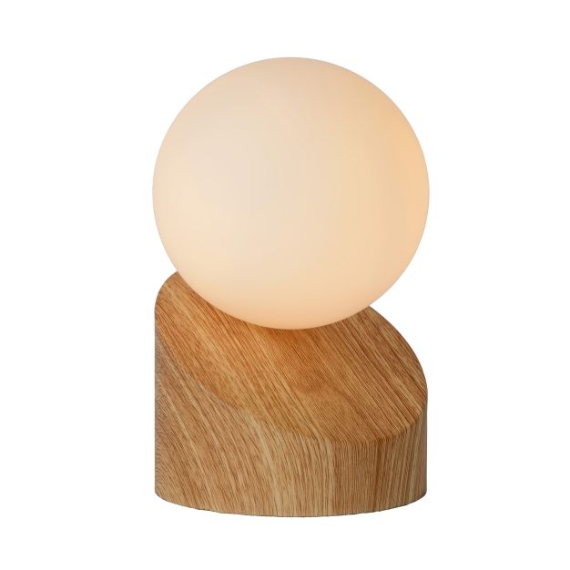 Lucide Len - lampe à poser - 16 cm - bois clair et opale