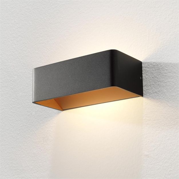 Artdelight Mainz - applique murale - 20 x 10 x 7 cm - 2 x 3W LED dimmable incl - noir et or