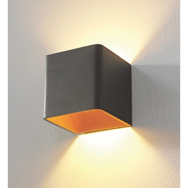 Artdelight Fulda - applique murale - 10 x 10 x 10 cm - 6W LED dimmable incl - noir et or