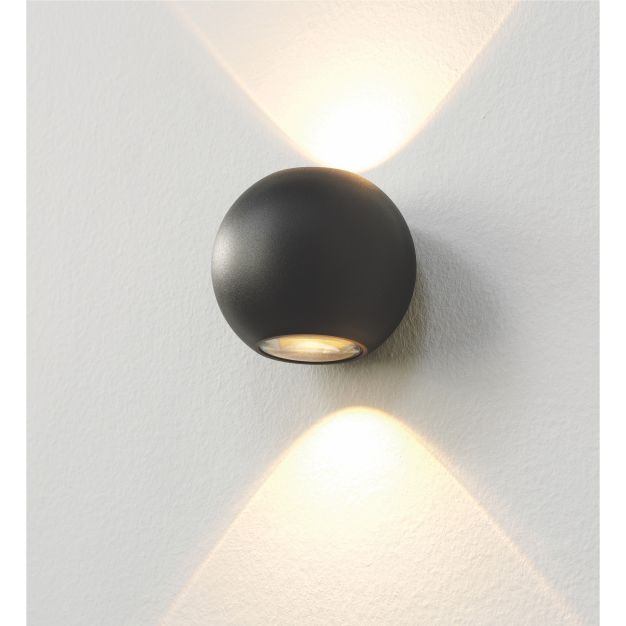 Artdelight Denver - applique murale extérieure - Ø 10 cm - 2 x 4W LED dimmable incl. - IP54 - noir