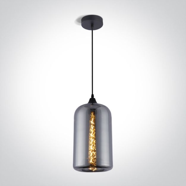 ONE Light Smokey Shade Pendant - lampe suspendue - Ø 17 x 150 cm - noir fumé