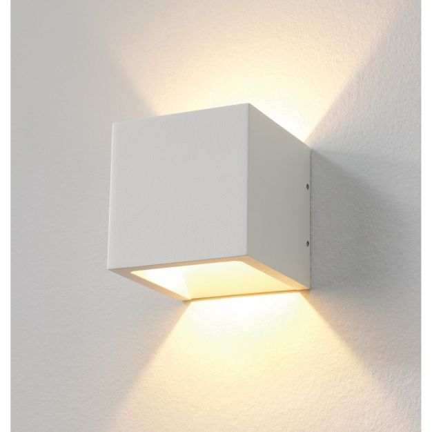 Artdelight Cube - applique murale extérieure - 10 x 10 x 10 cm - 6W LED dimmable incl - IP54 - blanc