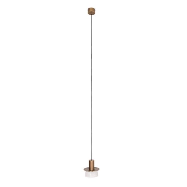 Maxlight Signature - lampe suspendue - Ø 15 x 205 cm - 8W LED incl - laiton antique et transparent