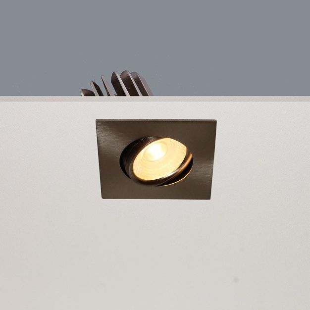 Artdelight Venice 2608 - spot encastrable - 80 x 80 mm, Ø 68 mm encastrable - 8W LED dimmable incl. - IP44 - acier mat