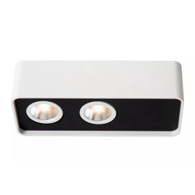 Lucide Angular - spot de plafond - 18 x 7 x 5 cm - 2x 6W LED dimmable incl - blanc avec noir