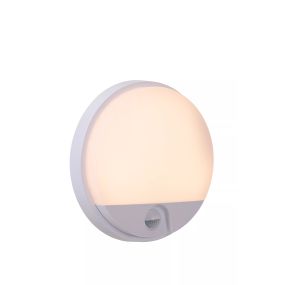 Lucide Hups IR - applique murale extérieure avec détecteur - Ø 21 x 4,9 cm - 10W LED incl. - IP54 - blanc