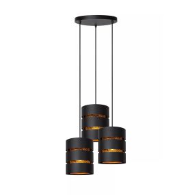 Lucide Rosas - lampe suspendue 3L - Ø 43 x 165 cm - noir et laiton