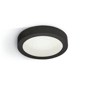 ONE Light LED Plafo Round - plafonnier - Ø 24 x 3,9 cm - 16W LED incl. - noir - couleur de lumière blanc chaud