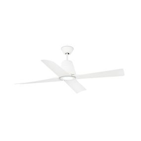 Faro Typhoon - ventilateur de plafond avec lumière et télécommande - Ø 130 cm - 16W LED incl. - IP44 - blanc