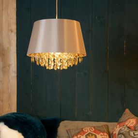 Lucide Dolti II - lampe suspendue - Ø 45 x 163 cm - taupe