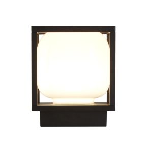 Projecteur Athens - applique d'extérieur - 15 x 15 cm - LED 9 W incluse - IP54 - noir et opale