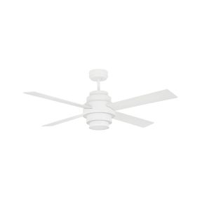 Faro Disc - ventilateur de plafond avec lumière, télécommande et minuterie - Ø 132 cm - 19W LED incl. - blanc et marron clair